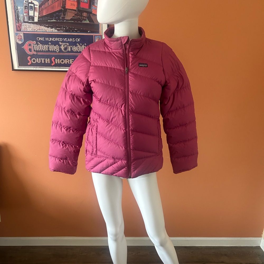 PATAGONIA pink girls zip-up puffer jacket
